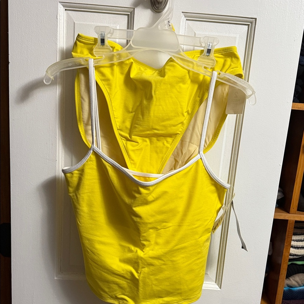 💓 LA BLANCA HIGH LEG & WAIST CHARTREUSE TANKINI SET SWIMWEAR 14 LARGE NWT!